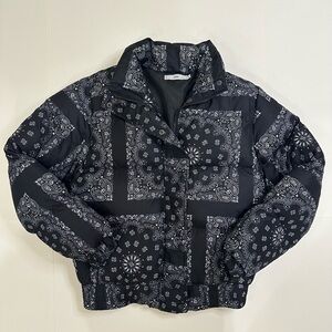 Black and White Bandana Print Puffer Jacket